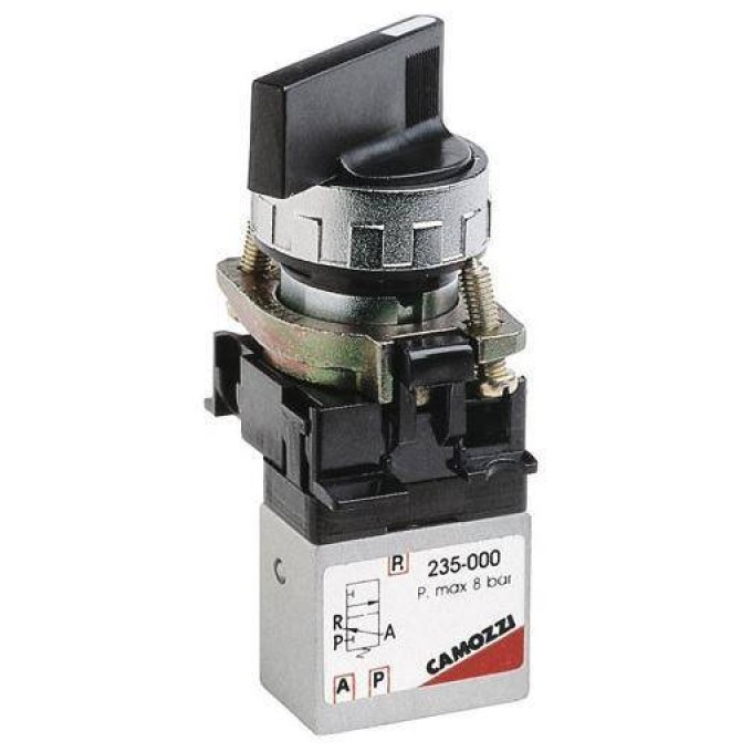 Минираспределитель CAMOZZI с ручным управлением, 3/2 бистабильный 136599